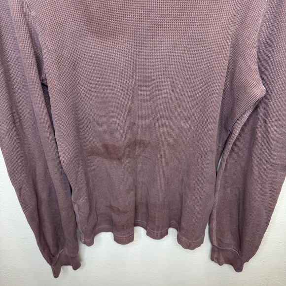 AMO Girly Thermal Long Puff Sleeve Top Waffle Knit Bloodstone Purple Size Large - Picture 9 of 12